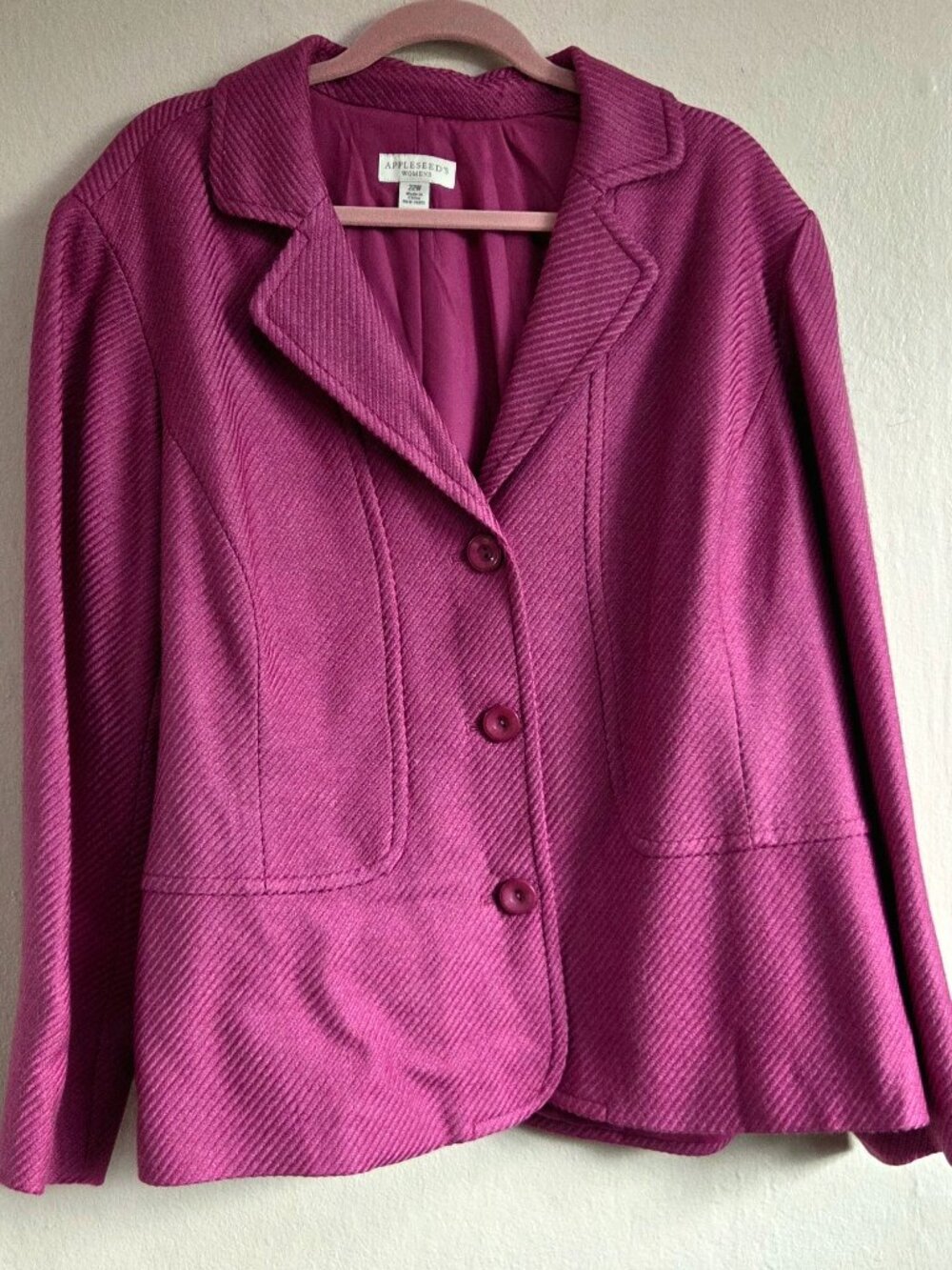 Vintage Appleseeds Women Blazer – Size 22W – China – Dirty Pink 💗🧥